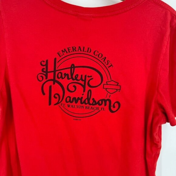 Harley Davidson Womens Red T Shirt embellished size XL Cotton Fort Walton Beach - Picture 8 of 9